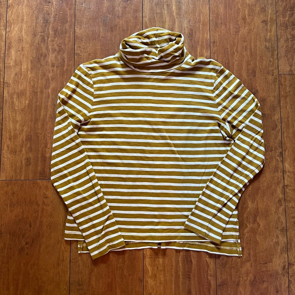🌼MUSTARD YELLOW STRIPED MADEWELL TURTLENECK🌼
